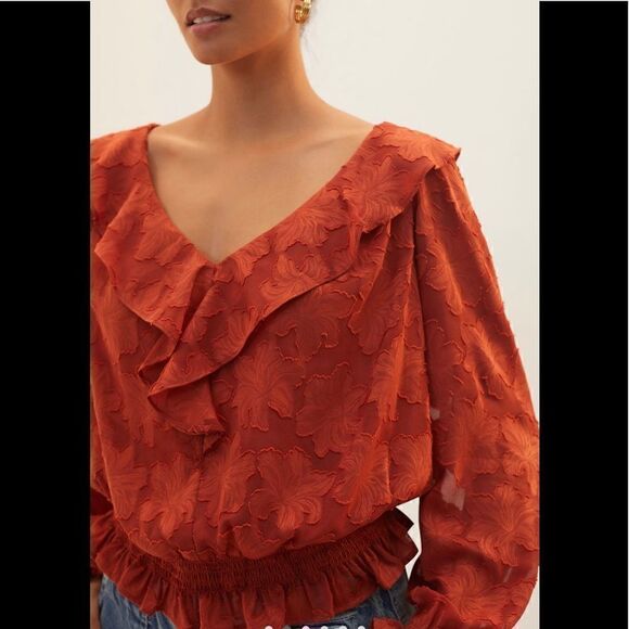 Anthropologie Textured Floral Blouse - Picture 2 of 5